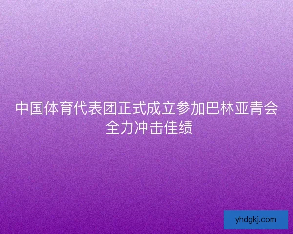 中国体育代表团正式成立参加巴林亚青会 全力冲击佳绩