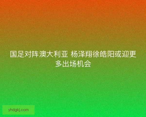 国足对阵澳大利亚 杨泽翔徐皓阳或迎更多出场机会